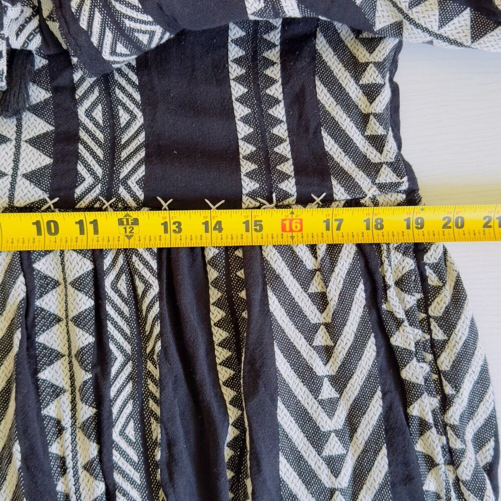 Maeve by Anthropology Dress Sz XSP Black White Geometric Print Tassels Bohemian - Picture 13 of 16